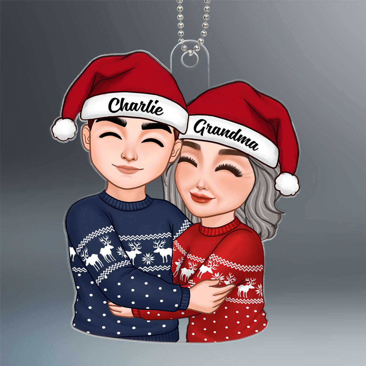 Christmas Grandma & Grandkid Hugging Christmas Gift For Teenage Adult Granddaughter Grandson Grandchildren Personalized Acrylic Ornament