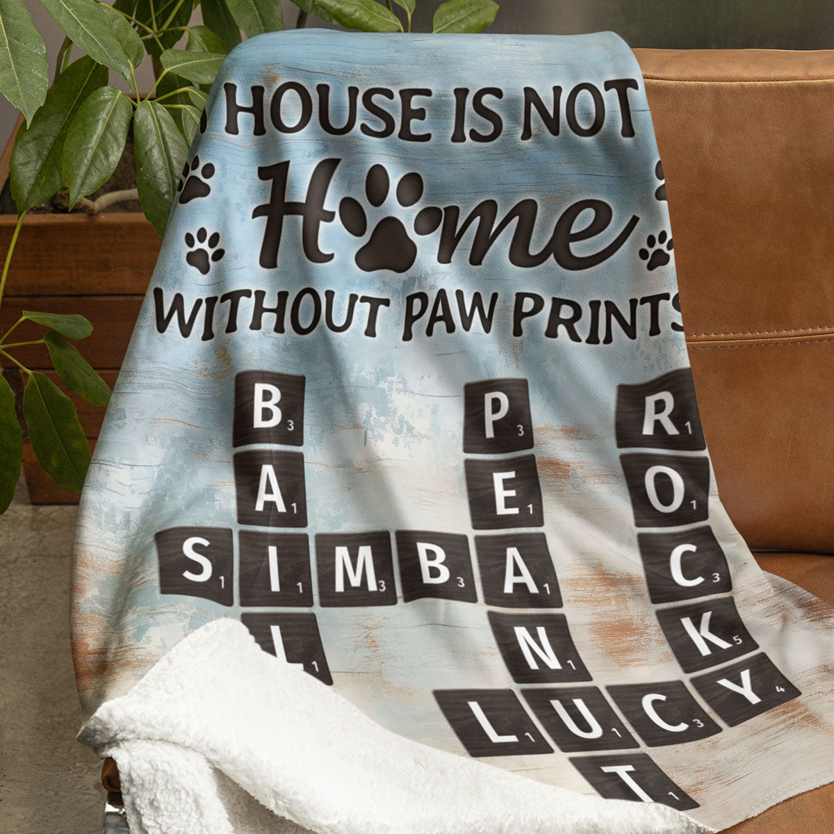 Home With Paw Prints Pet Crossword Puzzle Art Personalized Blanket