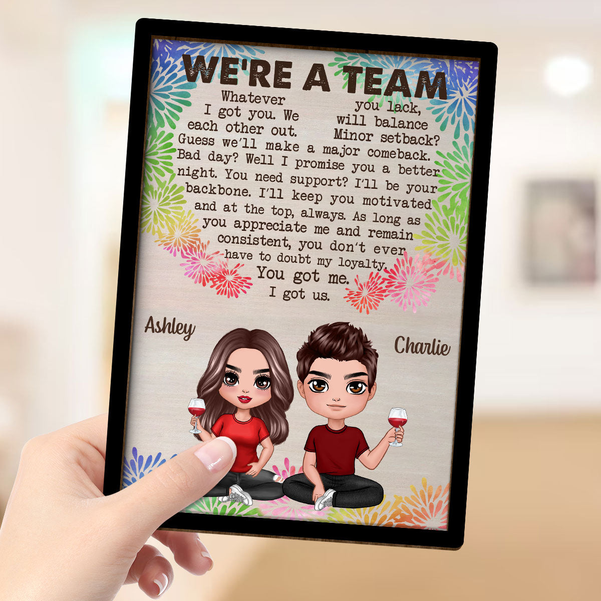 We‘re A Team Valentine’s Day Gift For Him Gift For Her Personalized 2-layer Wooden Plaque