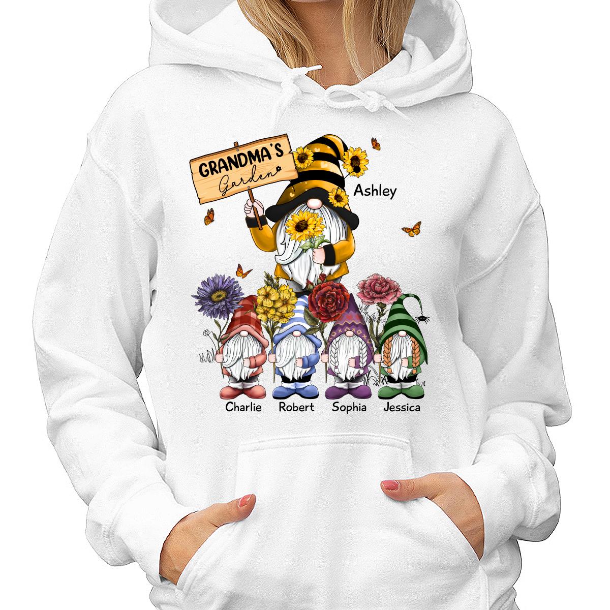 Gnome Grandma & Grandkids Grandma‘s Garden Birth Flowers Personalized Shirt
