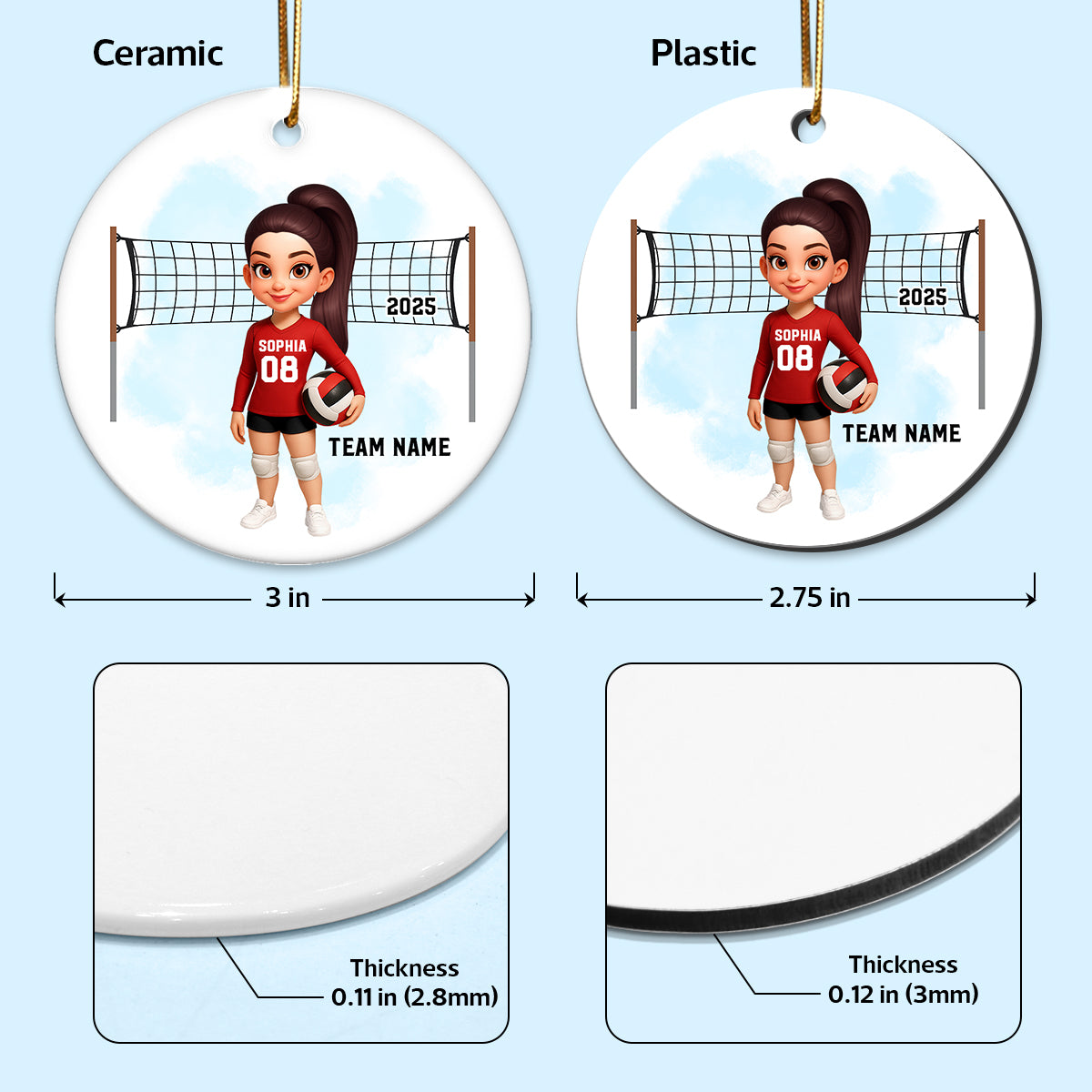 Christmas Volleyball Player - Personalized Ceramic Ornament - Gift For Volleyball Lovers, School Volleyball Team