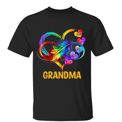 Mom Grandma Heart Feather Infinity Personalized Shirt