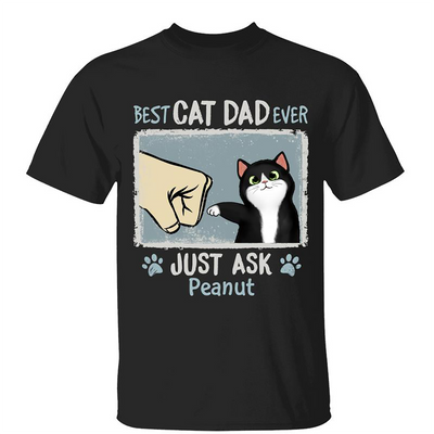 Best Cat Dad Mom Ever Drizzle Color Frame Fluffy Cat Personalized Shirt