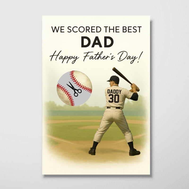 Baseball Dad Happy Father's Day Money Gift Personalized Poster, Gift for Dad, Gift for Husband