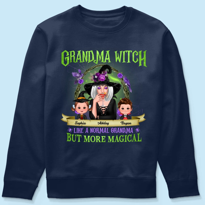 Green And Purple Halloween Grandma And Kids Personalized Shirt