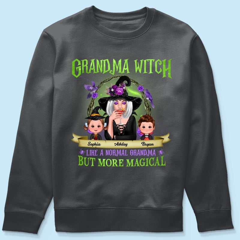 Green And Purple Halloween Grandma And Kids Personalized Shirt
