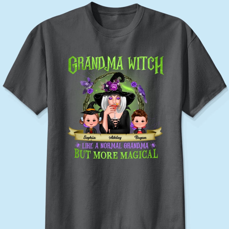 Green And Purple Halloween Grandma And Kids Personalized Shirt