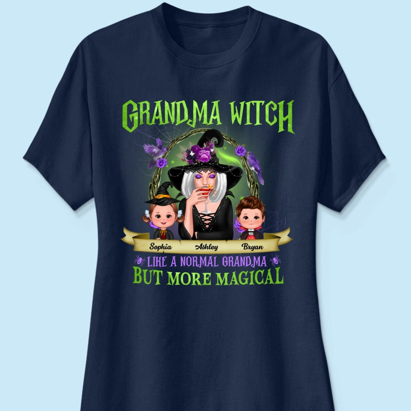 Green And Purple Halloween Grandma And Kids Personalized Shirt