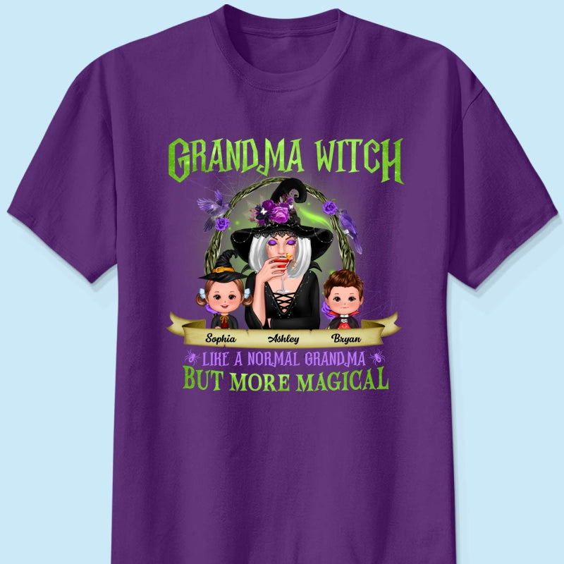 Green And Purple Halloween Grandma And Kids Personalized Shirt