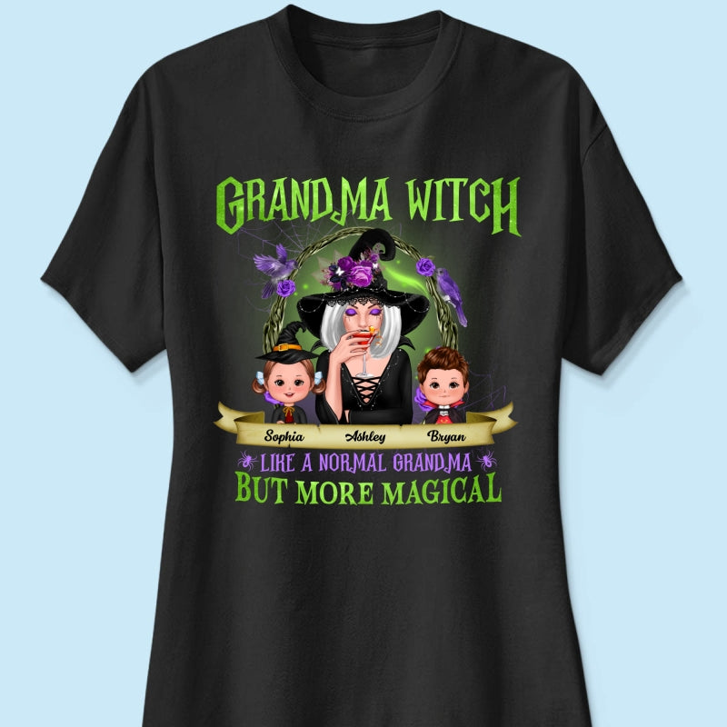 Green And Purple Halloween Grandma And Kids Personalized Shirt