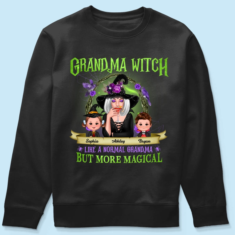 Green And Purple Halloween Grandma And Kids Personalized Shirt