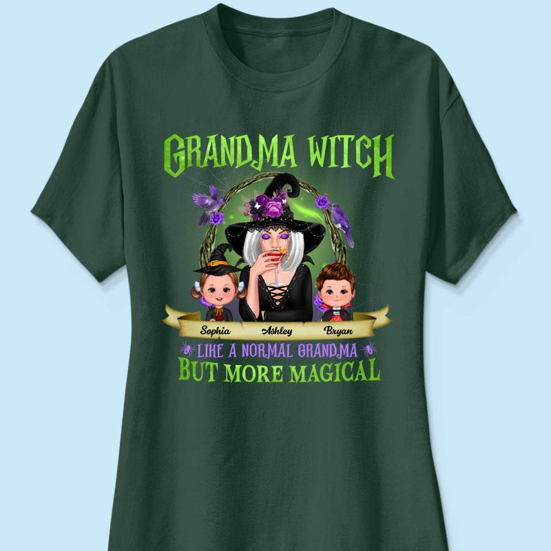 Green And Purple Halloween Grandma And Kids Personalized Shirt