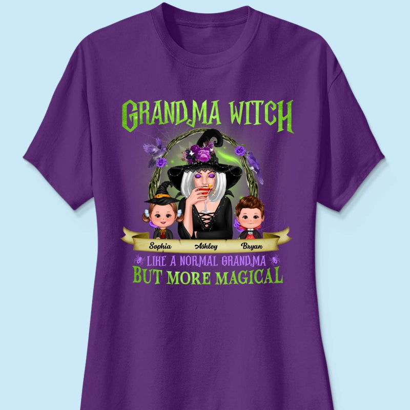 Green And Purple Halloween Grandma And Kids Personalized Shirt
