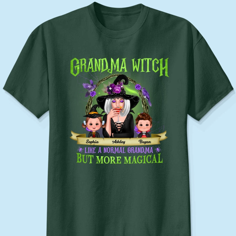 Green And Purple Halloween Grandma And Kids Personalized Shirt