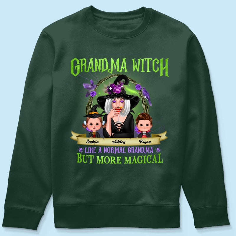 Green And Purple Halloween Grandma And Kids Personalized Shirt