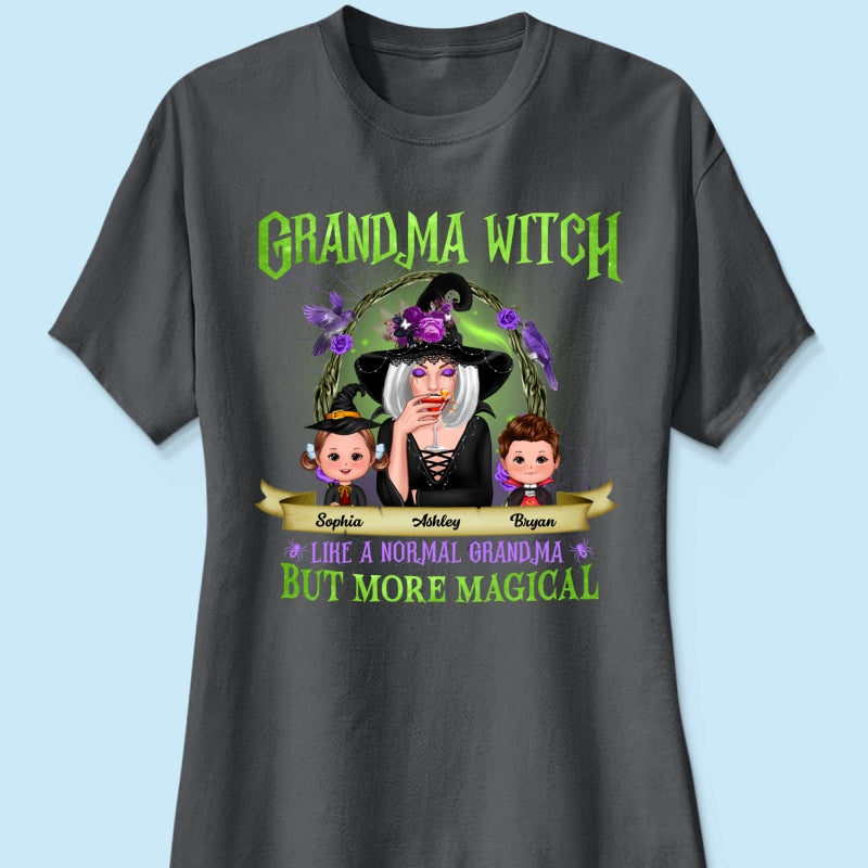 Green And Purple Halloween Grandma And Kids Personalized Shirt