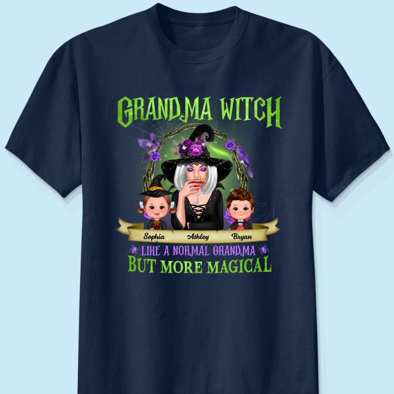 Green And Purple Halloween Grandma And Kids Personalized Shirt