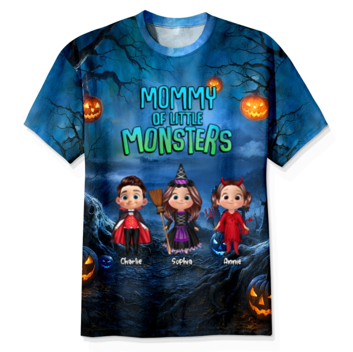 Halloween Night Mommy Daddy Grandma Grandpa Of The Little Monsters Cute Cartoon Kids Personalized 3D Shirt