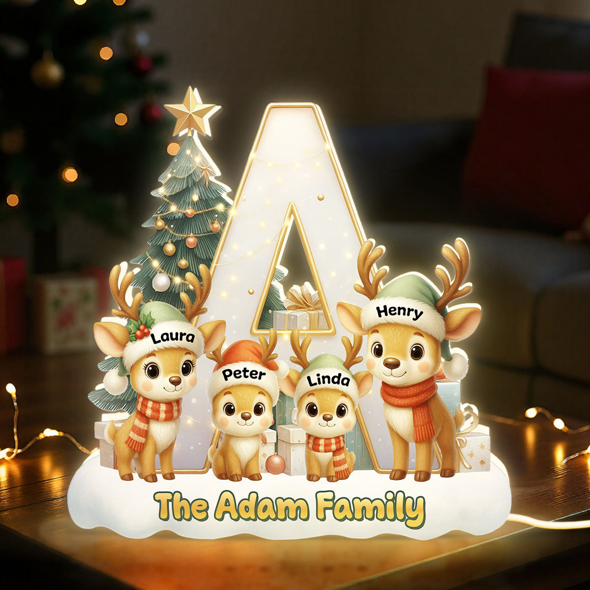 Family Initial Letter - Personalized Light Box - Heartwarming Christmas Decor, Gift for Family, Wife, Husband