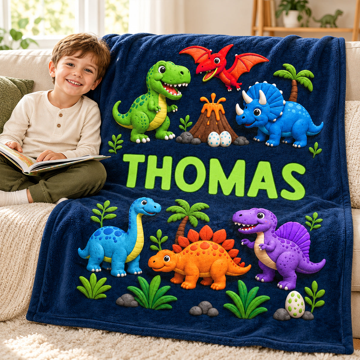 Cute Kids Animal & Fantasy World Custom Name - Personalized Fleece Blanket - Christmas Gift For Kids, Boys, Girls, Son, Daughter, Grandson, Granddaughter