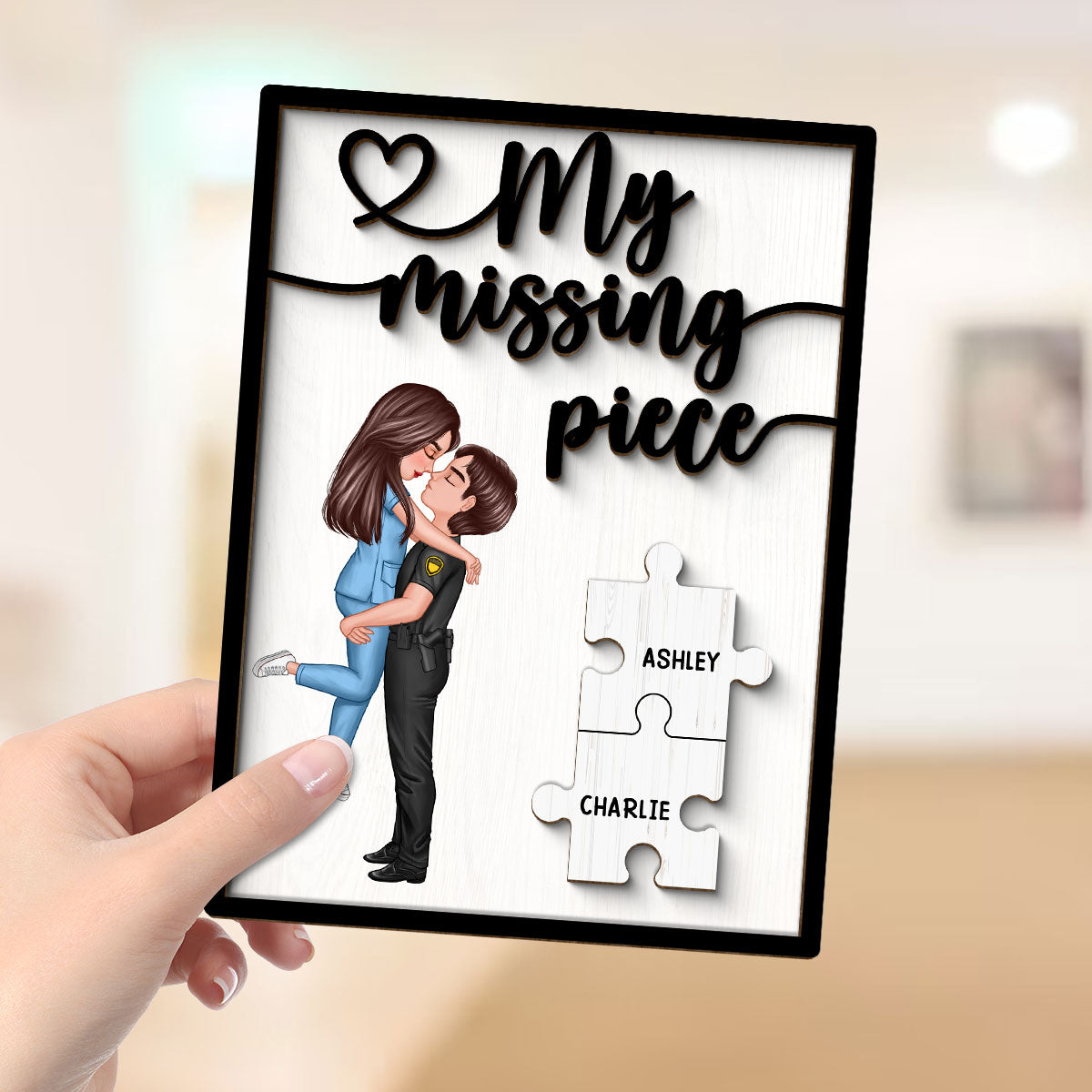 My Missing Piece Gift by Occupation Gift For Her Gift For Him - Personalized 2-Layered Wooden Plaque - Gift for Him, Gift for Her