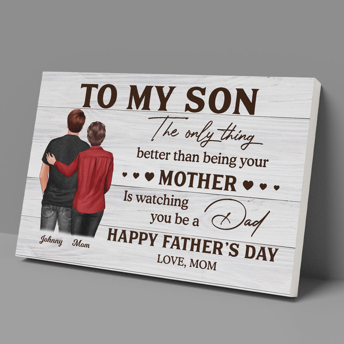 To My Son From Mom Happy Father's Day Personalized Wrapped Canvas| Heartfelt Father's Day Gift For Son