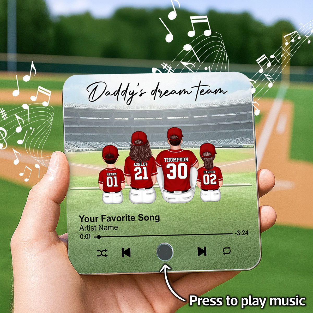 We Caught The Best Dad Man & Kids Sitting Personalized Music Fridge Magnet