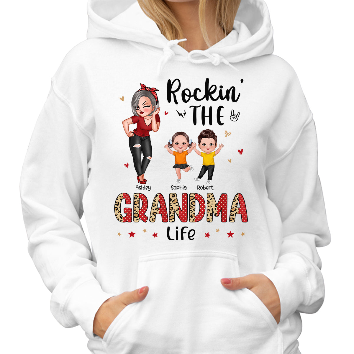 Leopard Polka Dot Grandma Grandkids Personalized Shirt