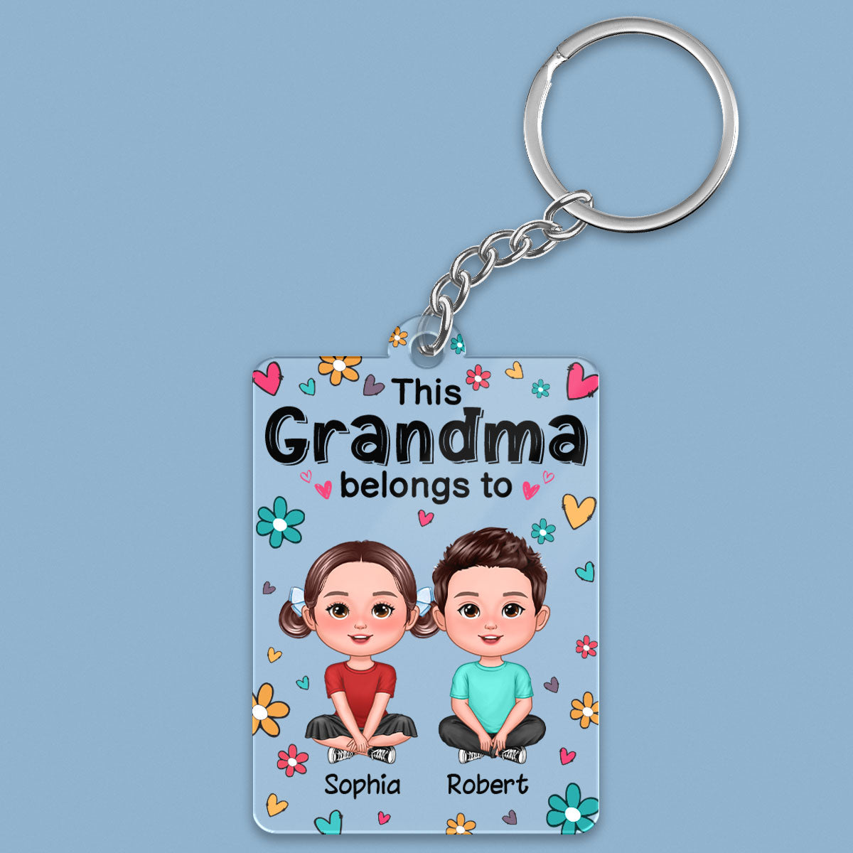 This Mom Grandma Dad Grandpa Belongs To Cute Doll Kids Personalized Acrylic Keychain