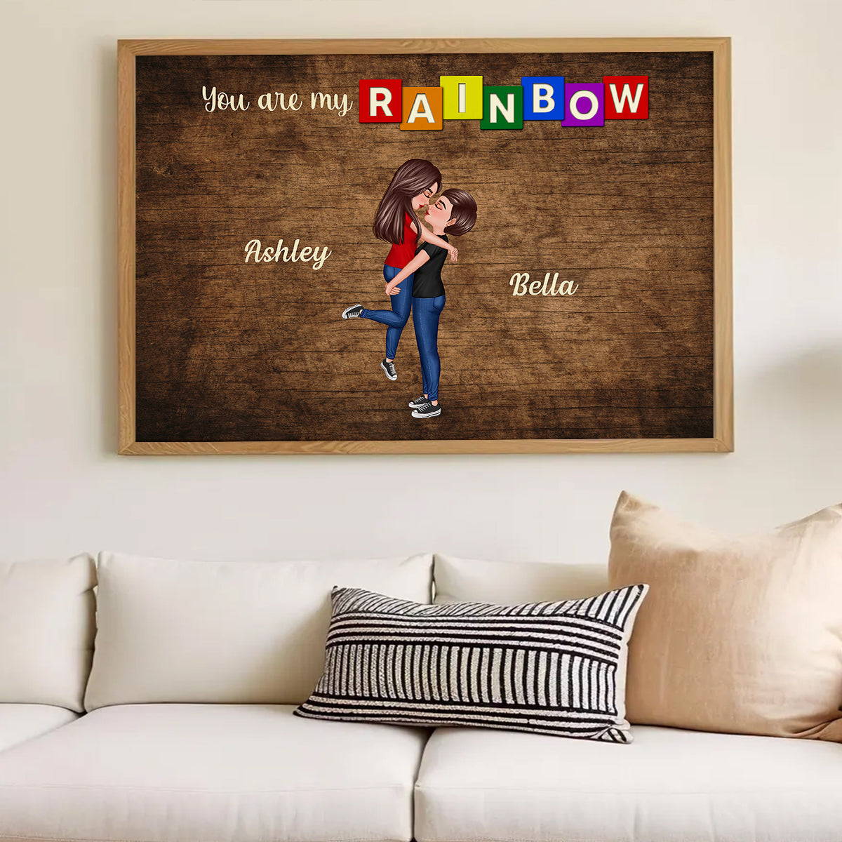 You Are My Rainbow LGBTQ Couple Personalized Poster, Pride Month Gift