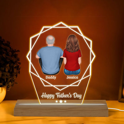 Happy Father‘s Day Polygon Custom Shape Warm LED Night Light