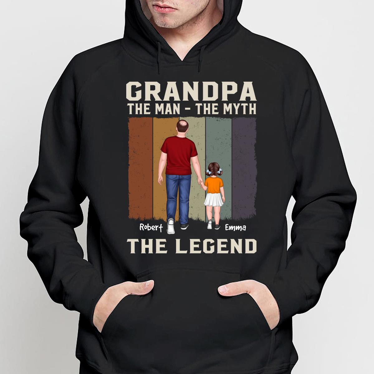 The Man The Myth The Legend Grandpa Dad Walking Back View Personalized Shirt