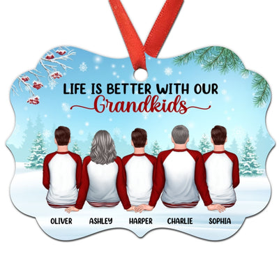 Grandparents & Grandkids In Snow Personalized Christmas Ornament