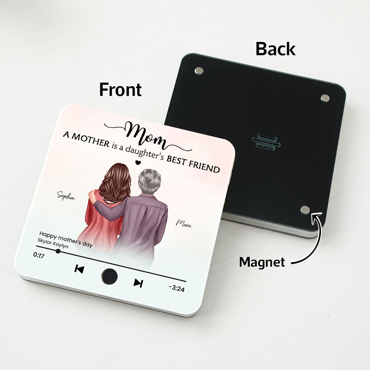 A Mother Is A Daughter's Best Friend Personalized Music Fridge Magnet, Heartfelt Mother Daughter Gift, Birthday Gift for Mom