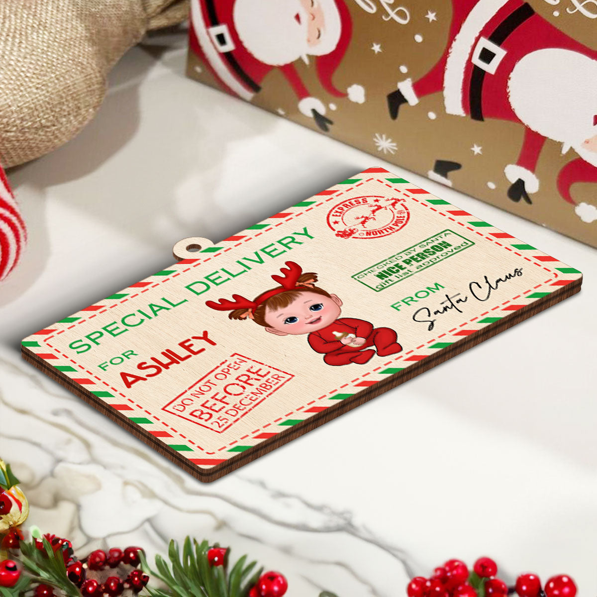 Letter From Santa Special Delivery For Cute Doll Kid Personalized Money Holder Ornament, Christmas Gift For Daughter Son Granddaughter Grandson