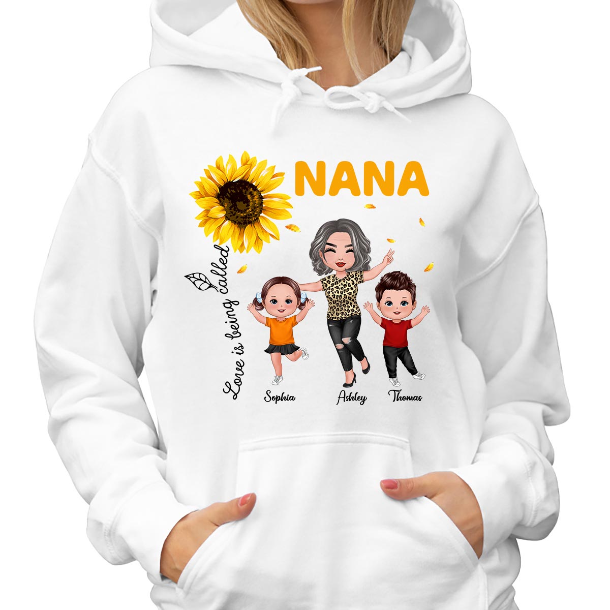 Sunflower Love Is Being Called Grandma Happy Doll Grandma Grandkids Personalized Shirt
