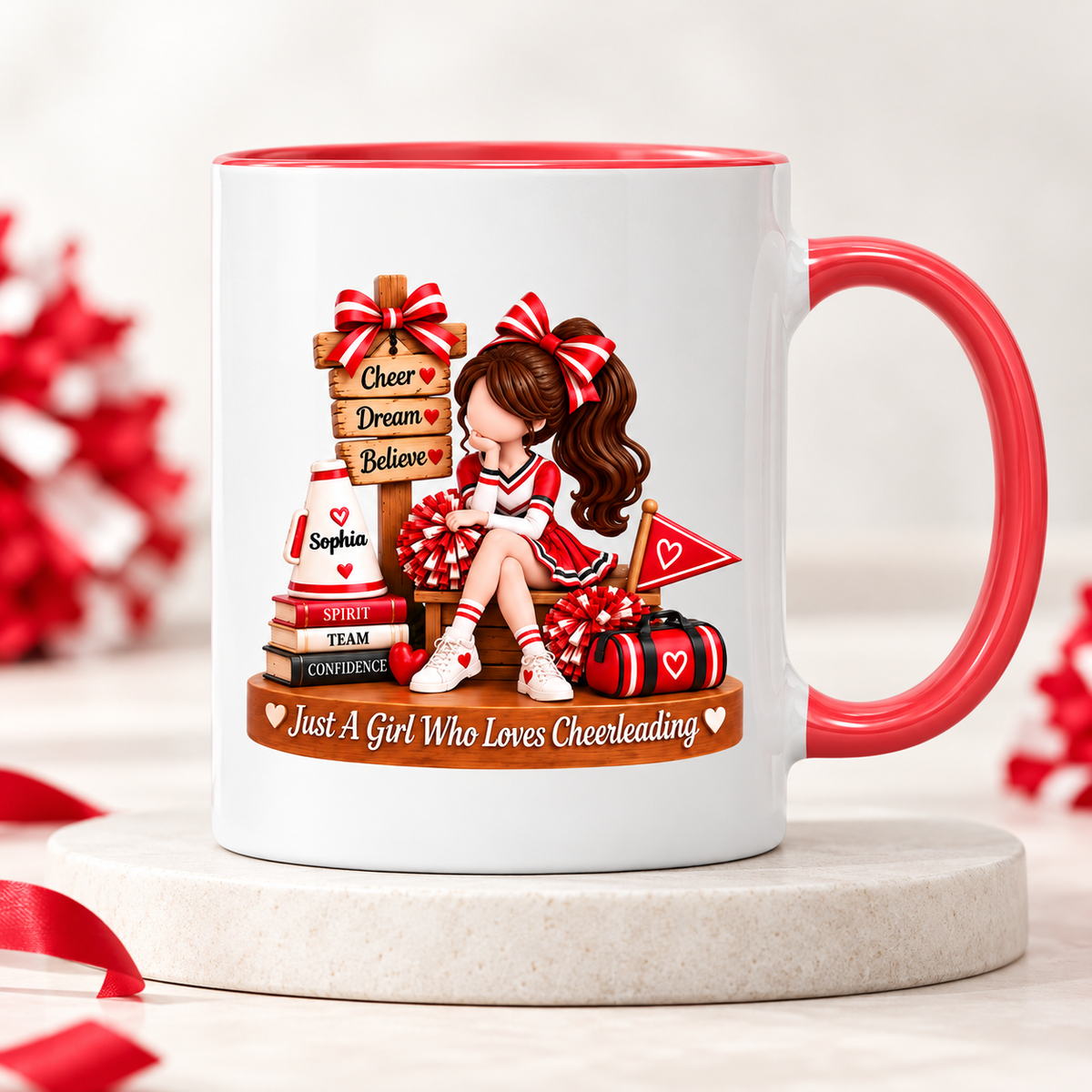 Just a Girl Who Loves Cheerleading - Personalized Mug - Christmas Gift for Daughter, Granddaughter