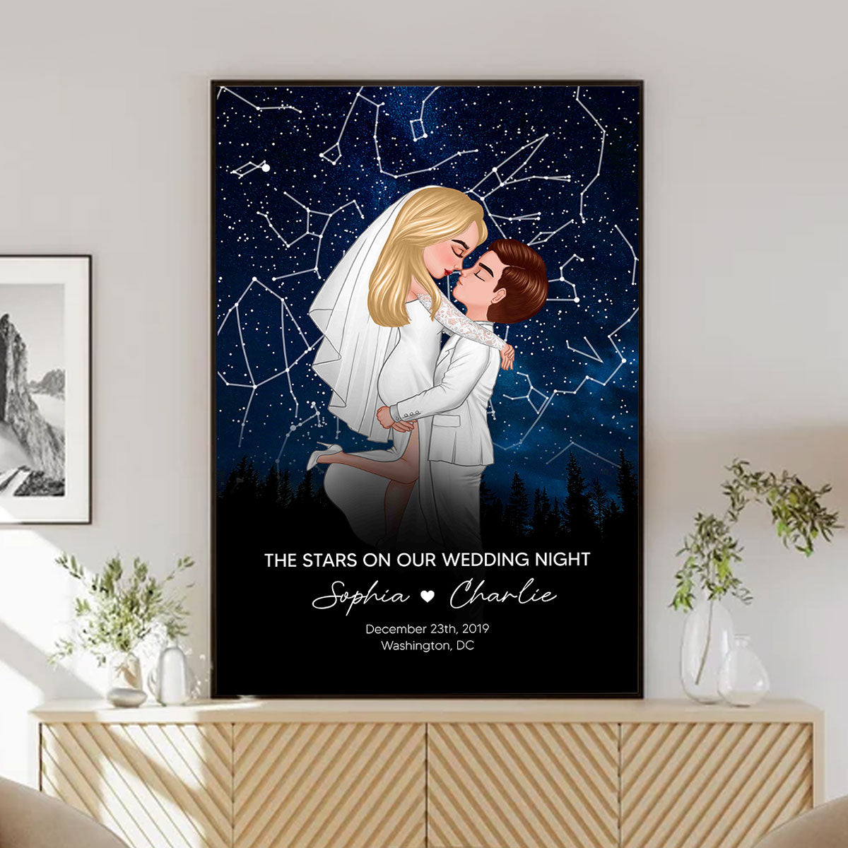 The Stars On Our Wedding Night Custom Star Map Personalized Poster, Heartfelt Wedding Gift Anniversary Gift For Couple, For Her, For Him