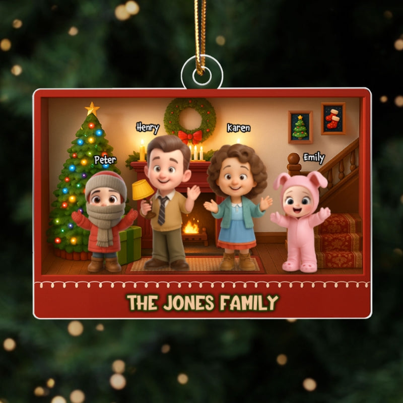 Family Christmas Action Figure Personalized Acrylic Ornament, Nostalgia Christmas Decor for Family