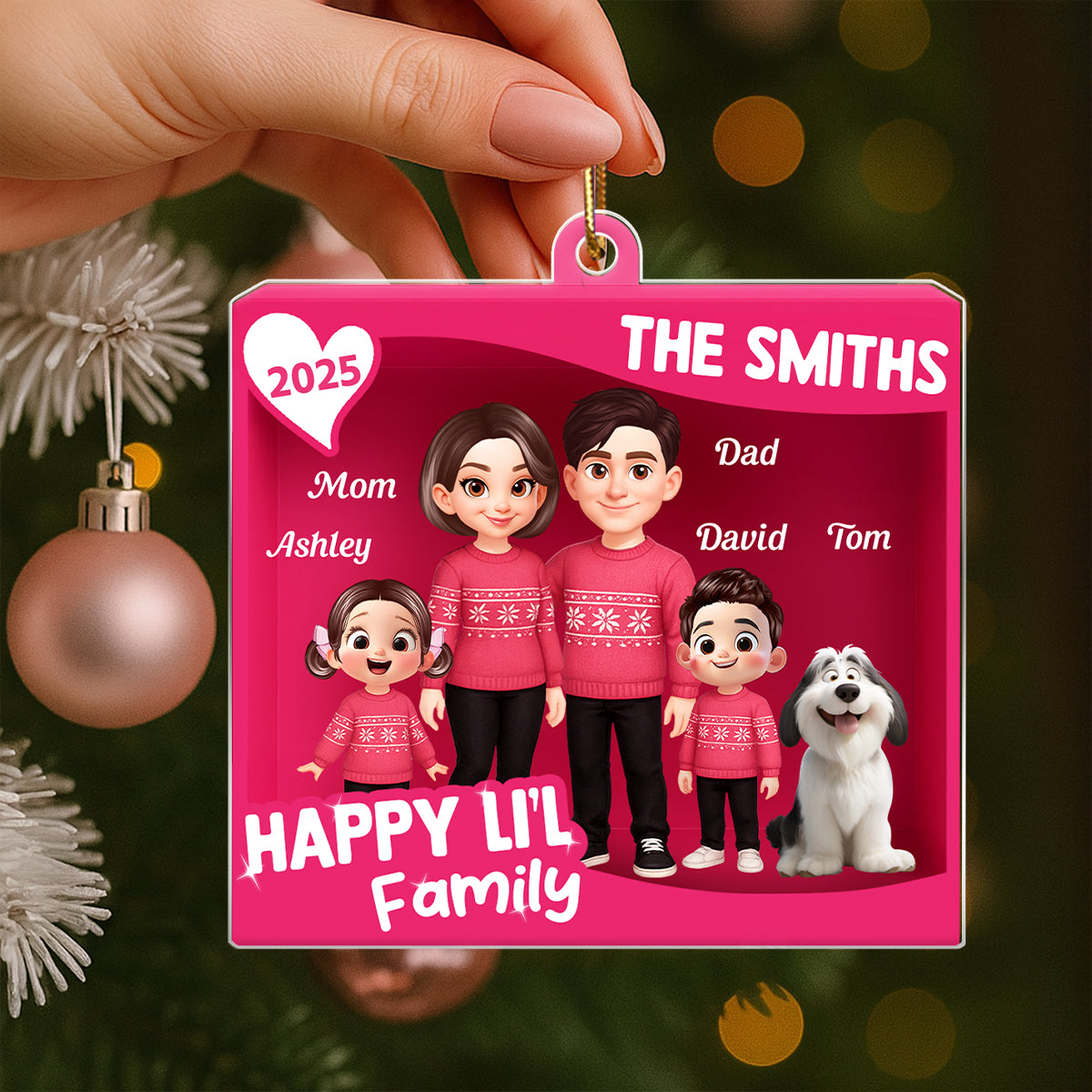 Family 3D Action Figure Toy Box - Personalized Acrylic Ornament - Christmas Gift For Family, Husband, Wife