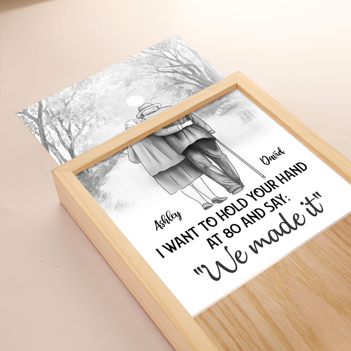 Couple Hold Hands Back View Personalized Luminous Frame Light Box