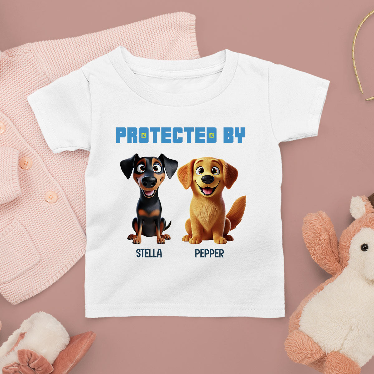 Protected By Dogs Personalized Baby Onesie Baby Shirt