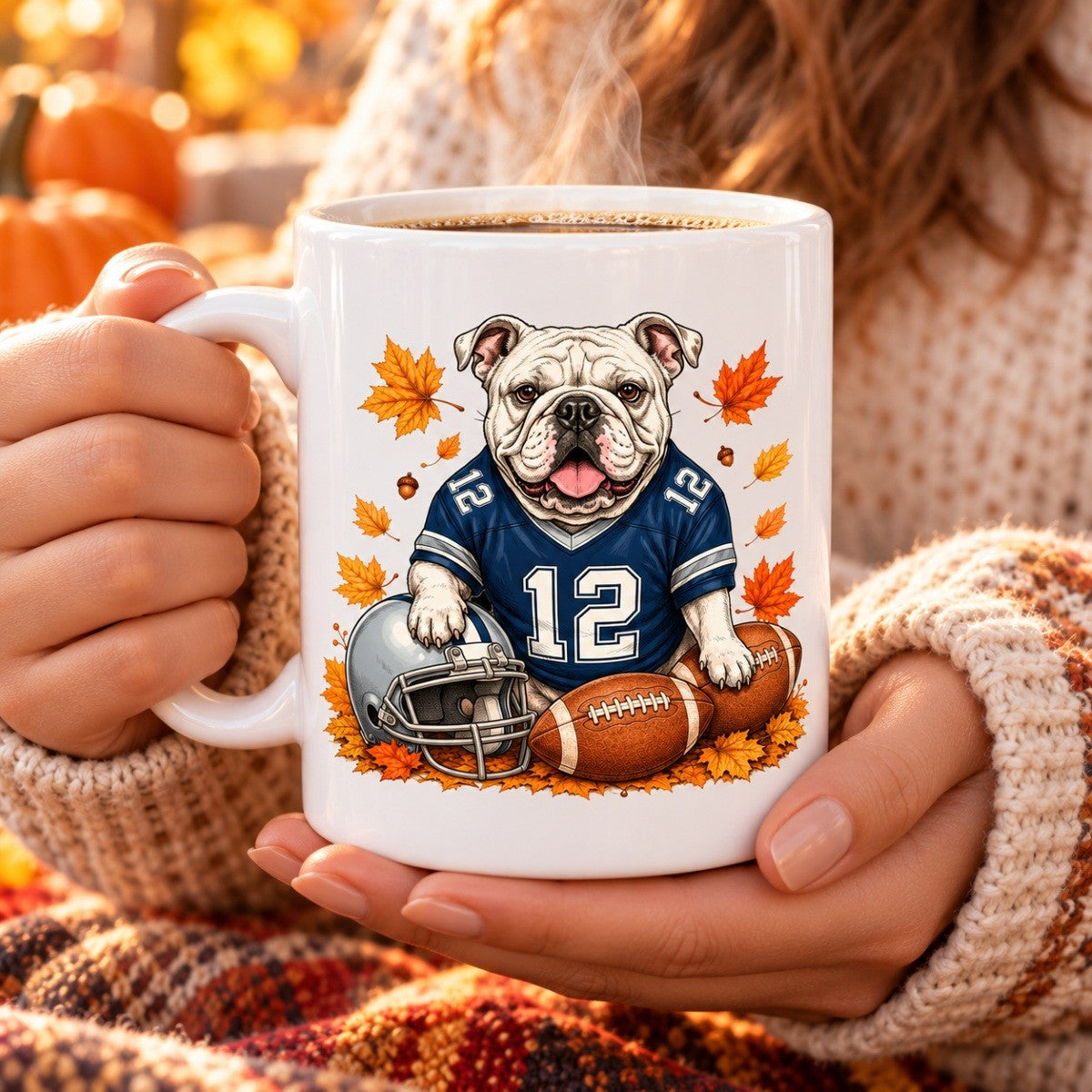 Trending Football Dog Cat Upload Photo - Personalized Mug - Fall Season Gift For Man, Woman