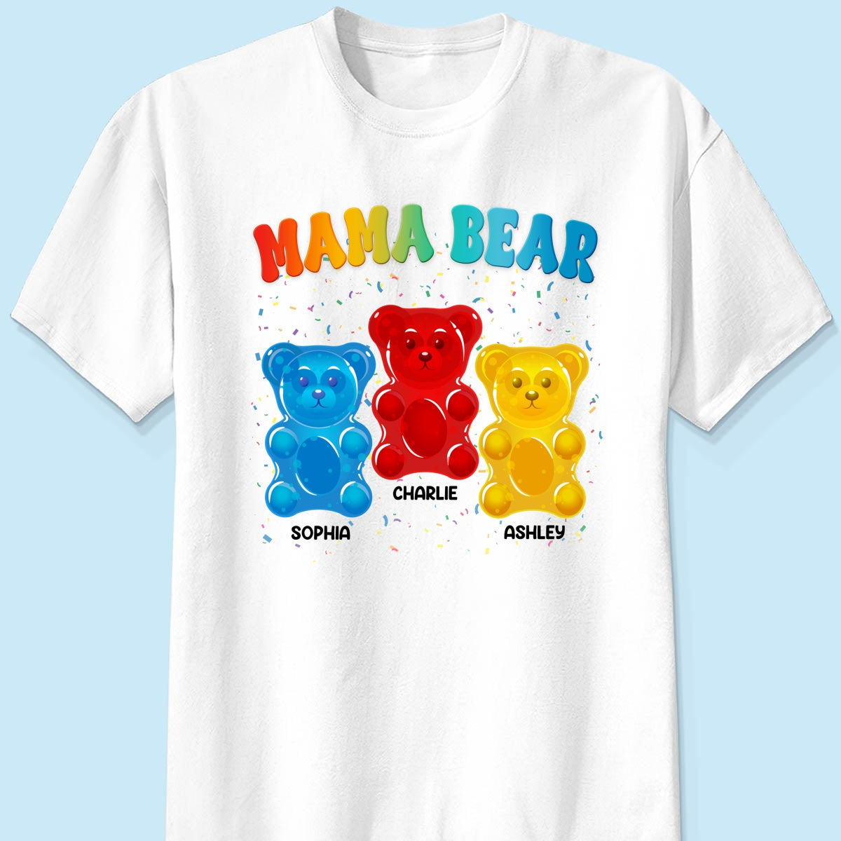 Mama Bear Colorful Bear Gift for Mom Grandma Personalized Shirt