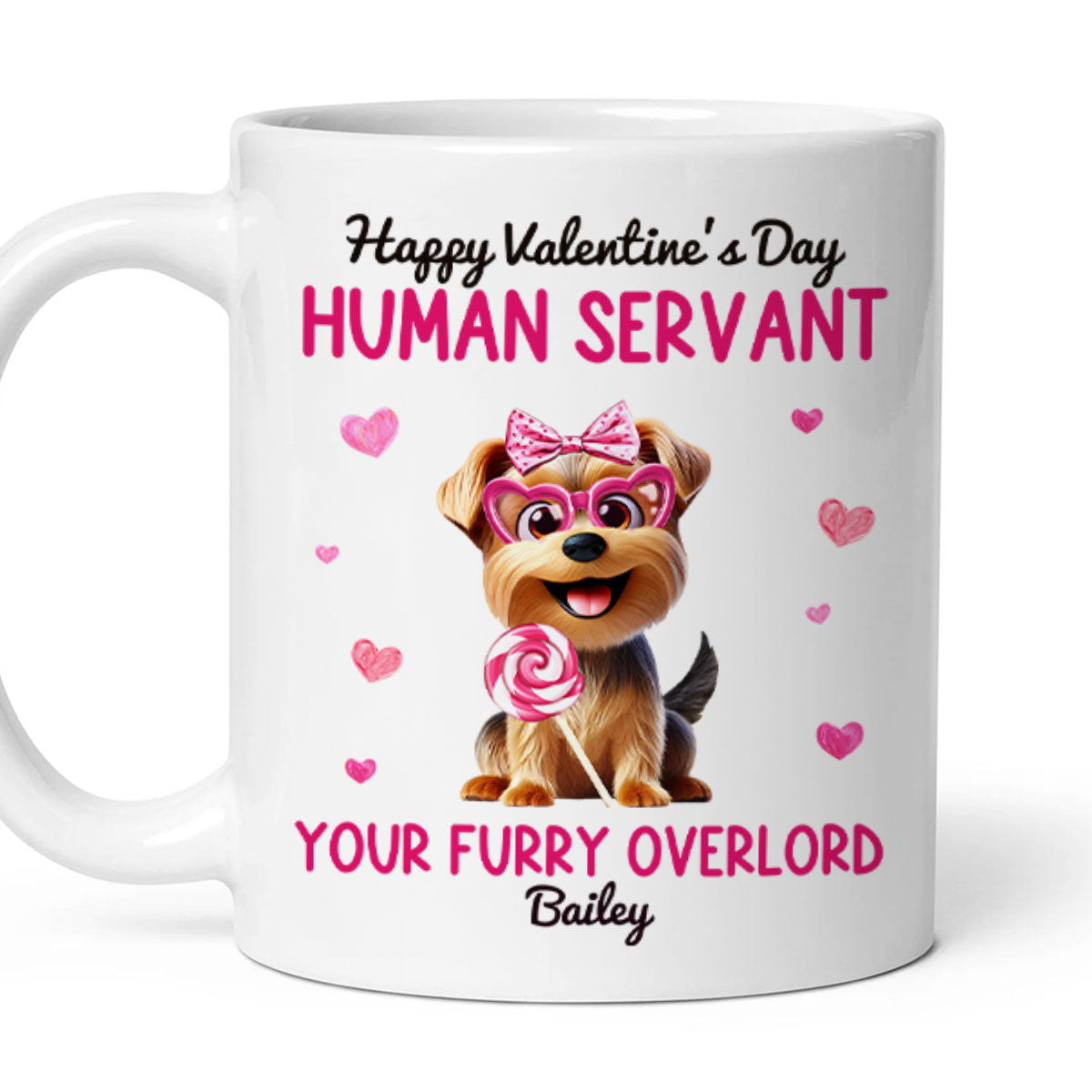 Funny Cartoon Dogs Happy  Human Servant Personalized Mug,  Gift For Dog Lovers, Dog Moms