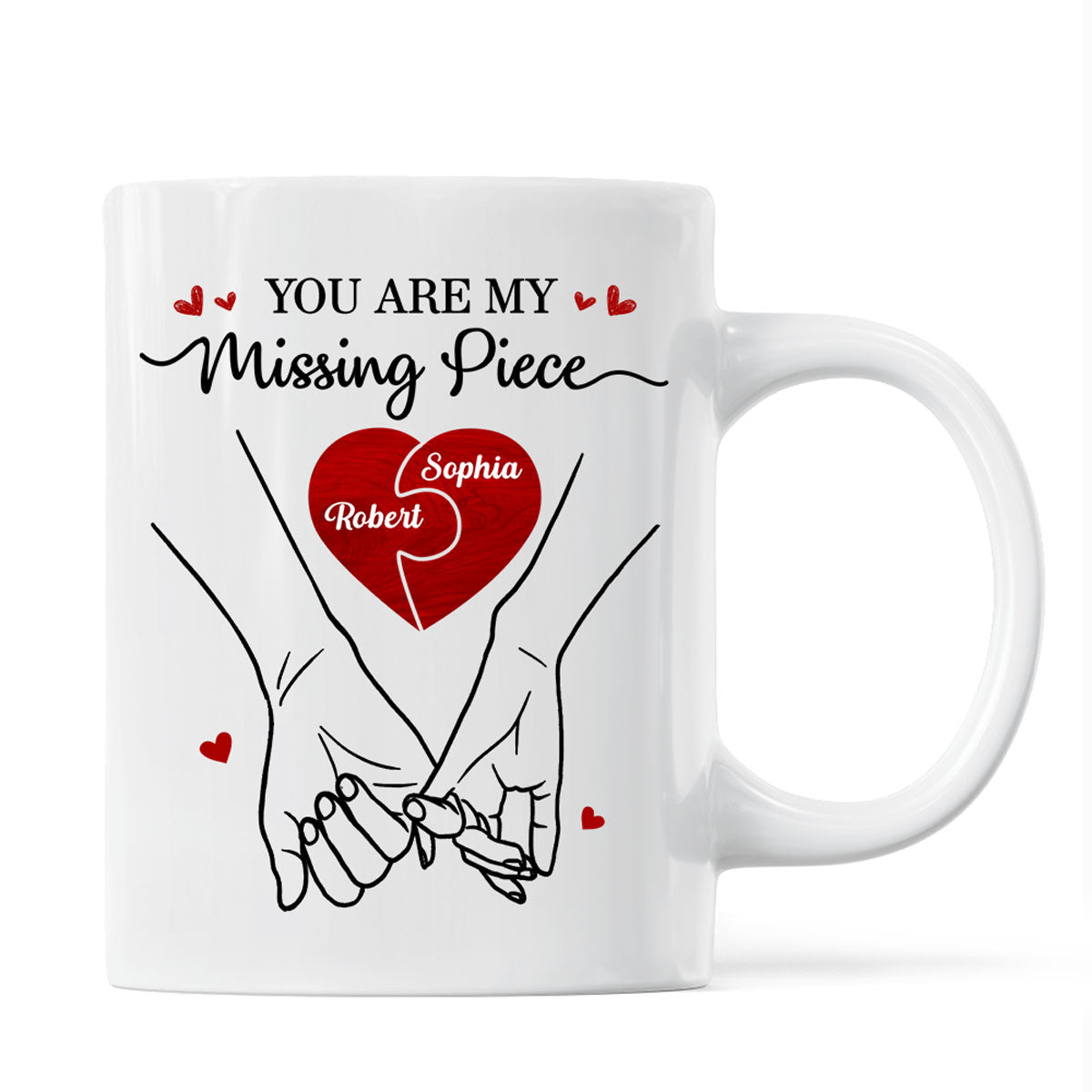 You Are My Missing Piece Couple Hands Outline Anniversary Gift  Gift Personalized Mug