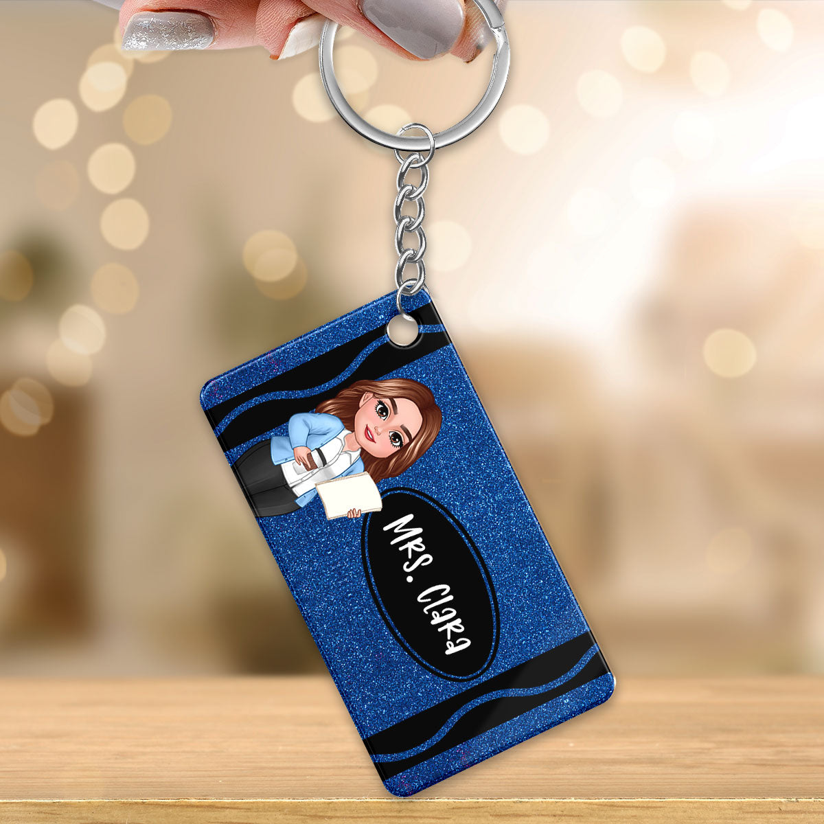 Teacher Crayon Personalized Acrylic Keychain, Back To School Gift For Teacher