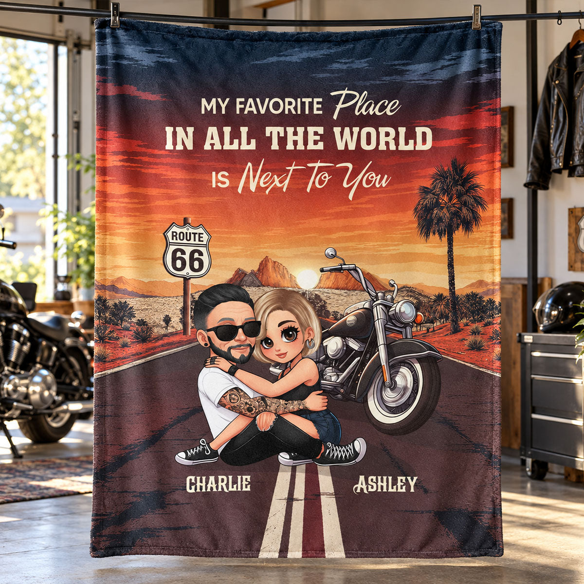 Bikers Couple Riding Partners for Life - Personalized Fleece Blanket - Gift for Him, Gift for Her