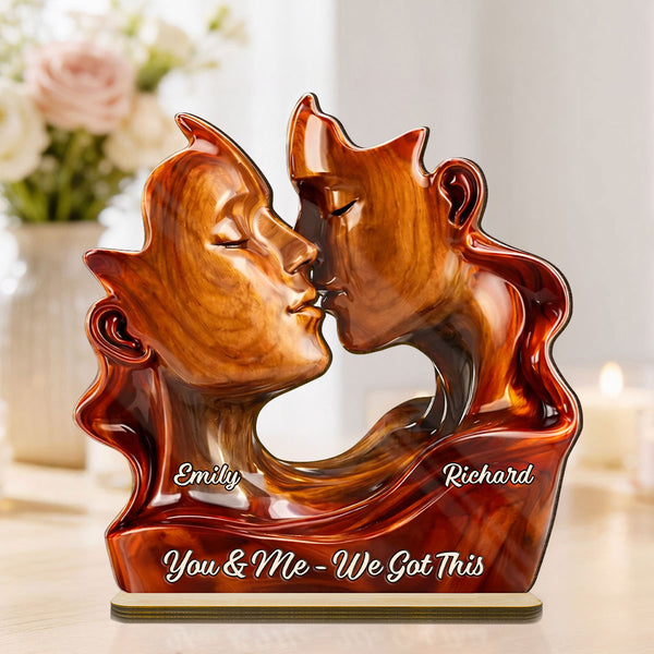 Two Hearts On Direction - Personalized 2-Layered Wooden Plaque