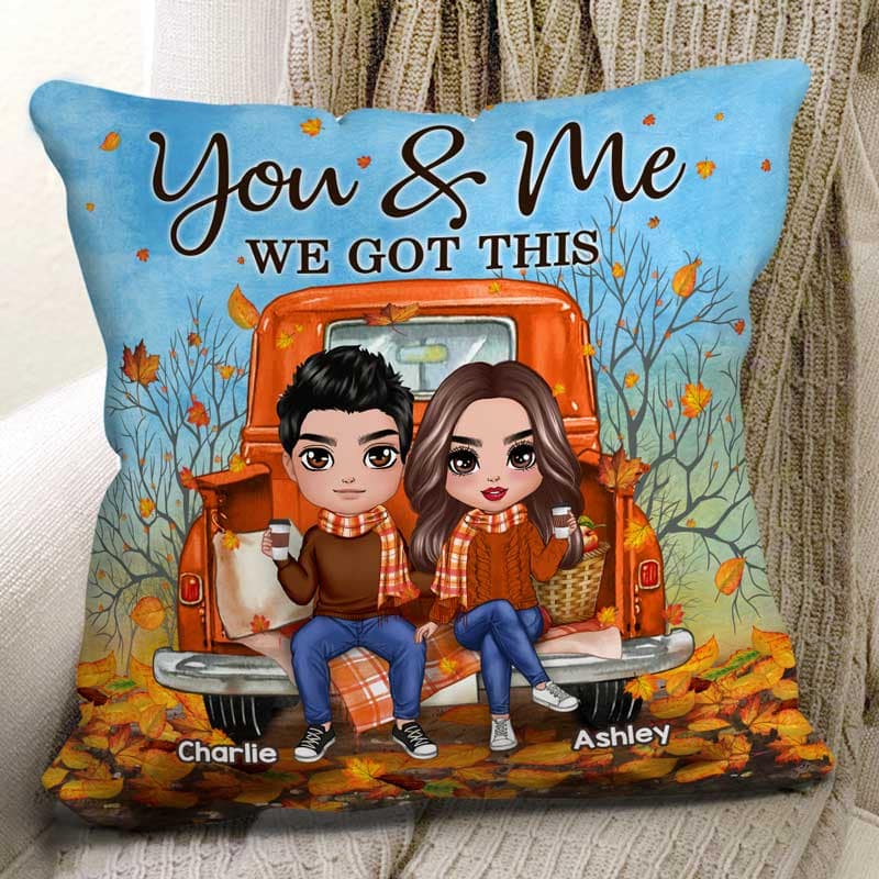 Fall Season Couple Truck Freeze Personalized Pillow (Insert Included)